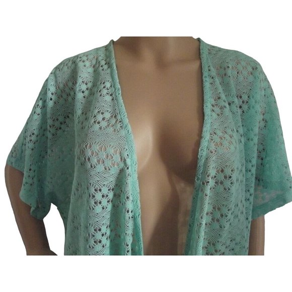 Sag Harbor Sweater XL Honey Dew Green Polyester Cardigan Lightweight open knit - Picture 2 of 10